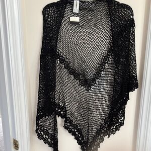 Liz Claiborne Black Crochet Shawl